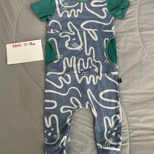 Rags to Raches Teal and Gray Kids One Piece